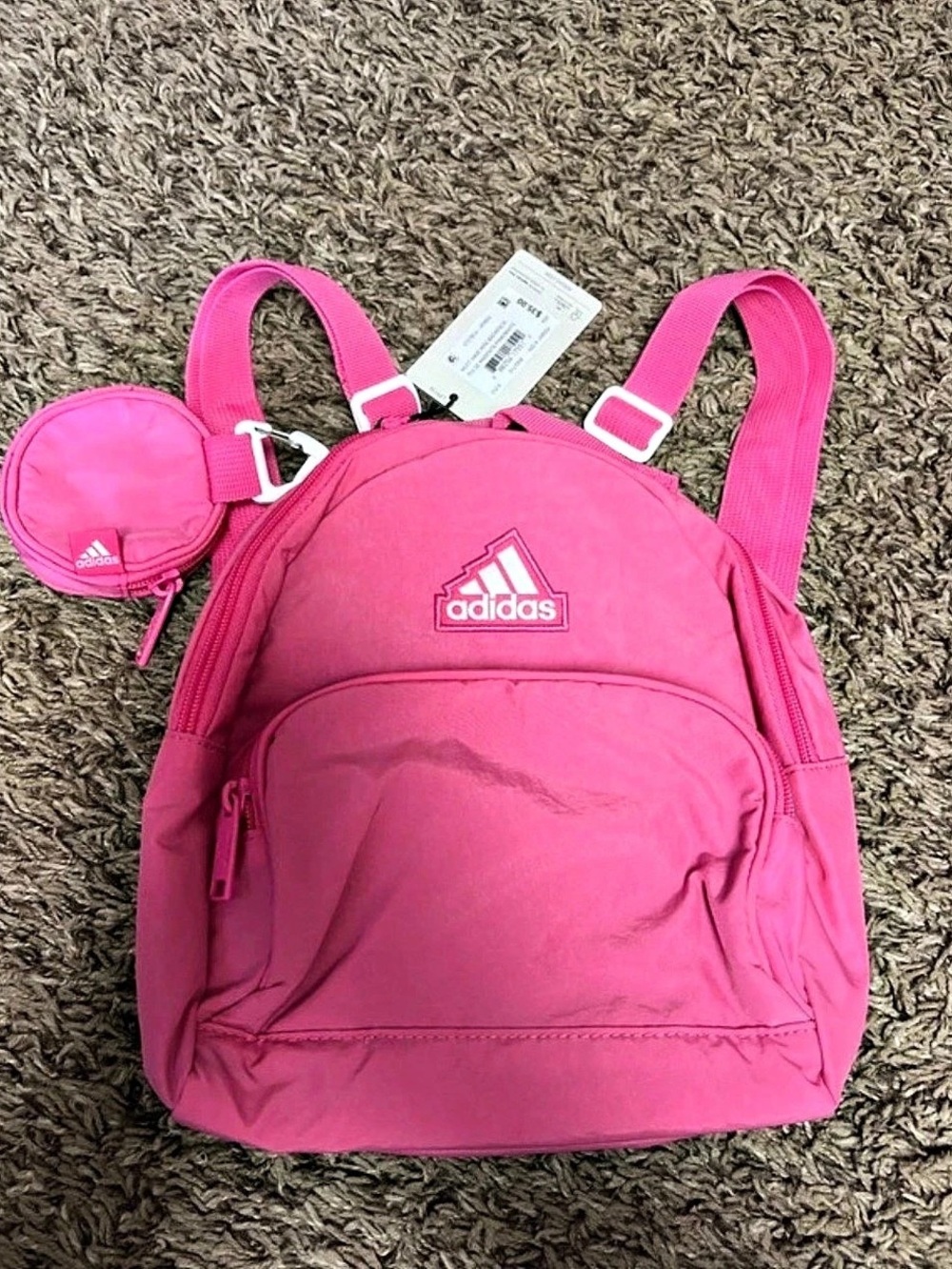 adidas Must-Have Mini Backpack Pink with Attached Pouch